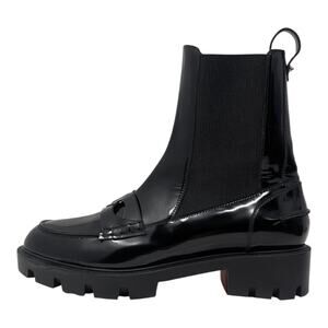 Christian Louboutin Montezu Chelsea Lug Sole Ankle Boot Chunky Patent 39